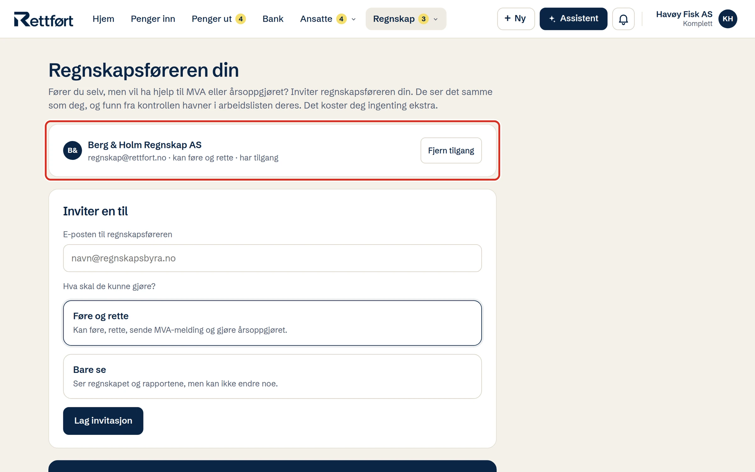 Regnskapsfører med tilgang