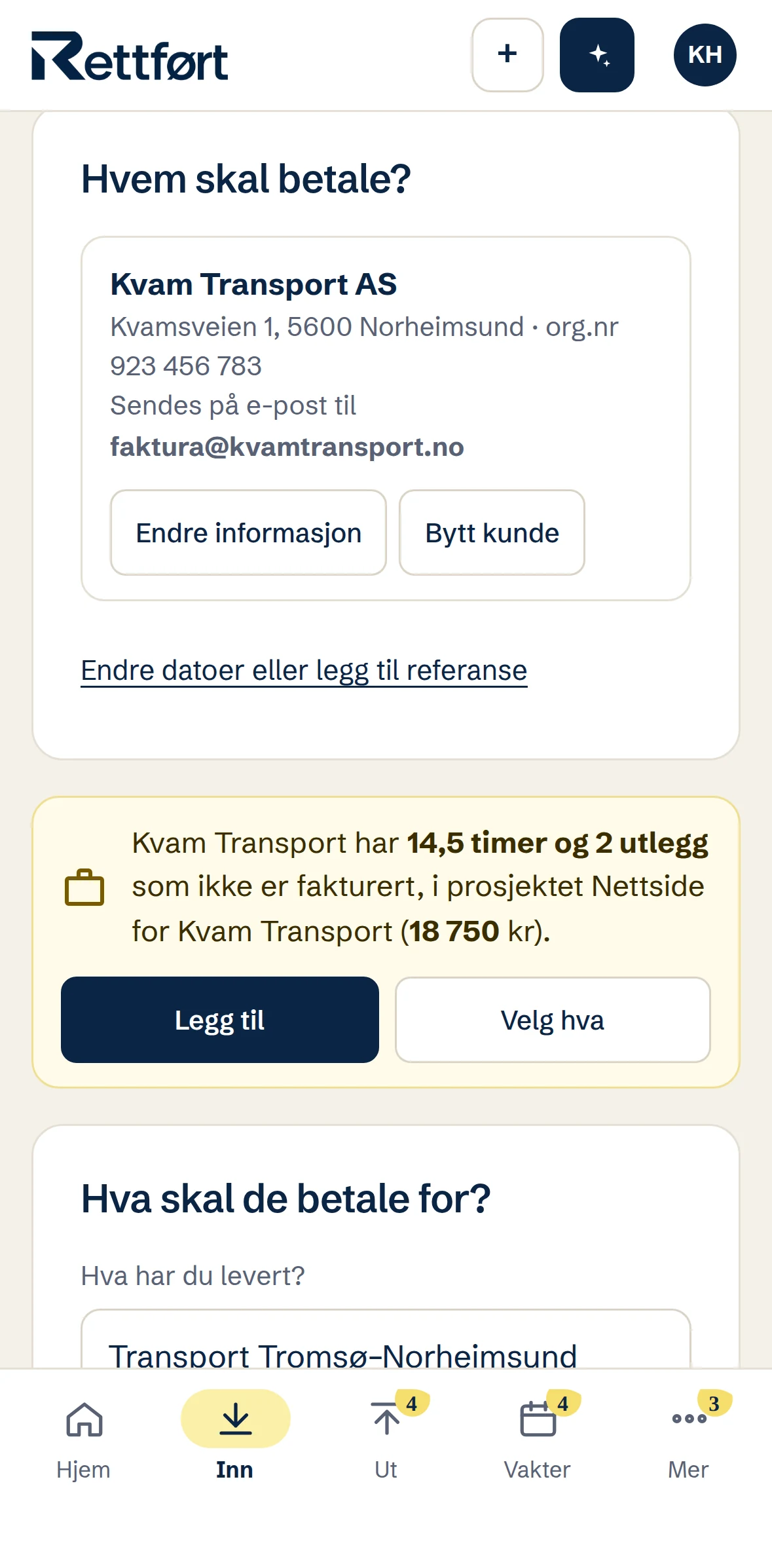 Ny faktura på mobilen