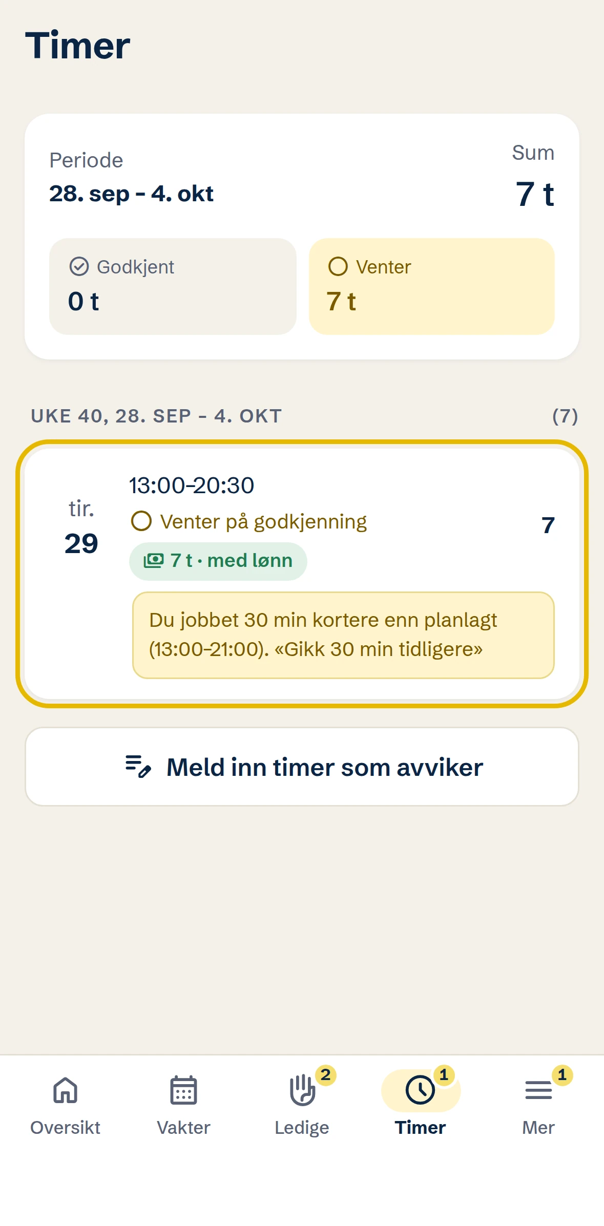 Timelisten til Emma: 7 timer etter pause, med avviket hun meldte